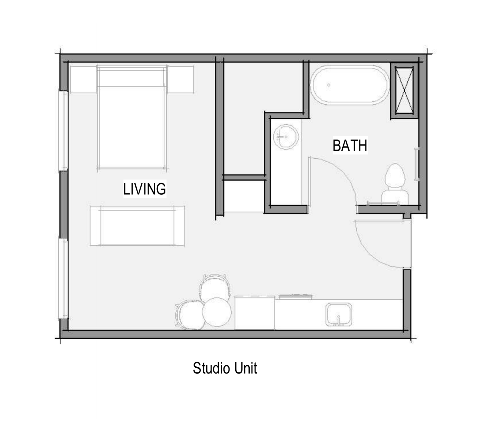 North Creek Floorplan 1 x 1