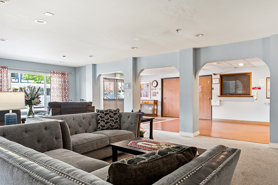 Modern lounge area with comfortable seating and welcoming decor.