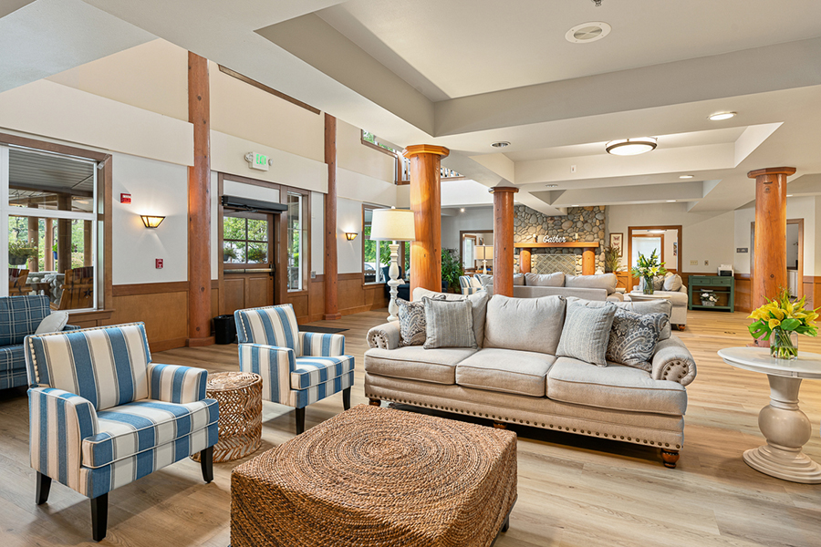Cozy, modern living area with comfortable seating and decor.