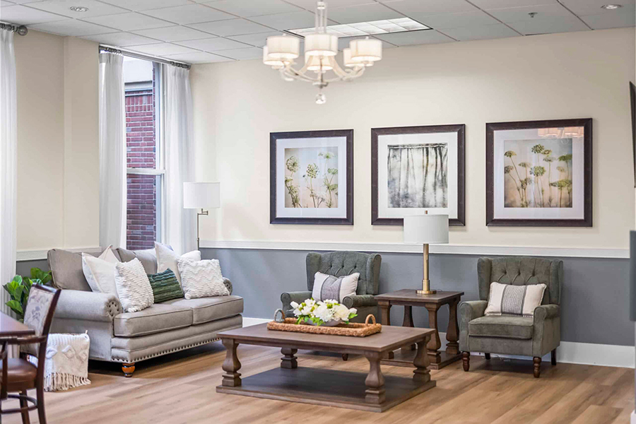 Cozy living room with elegant decor and natural light.