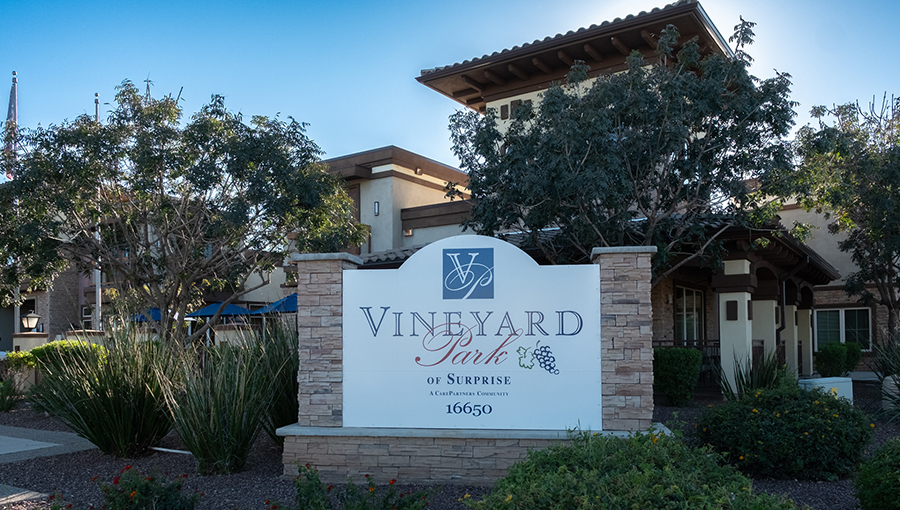 Vineyard Park sign at a community in Surprise, Arizona.